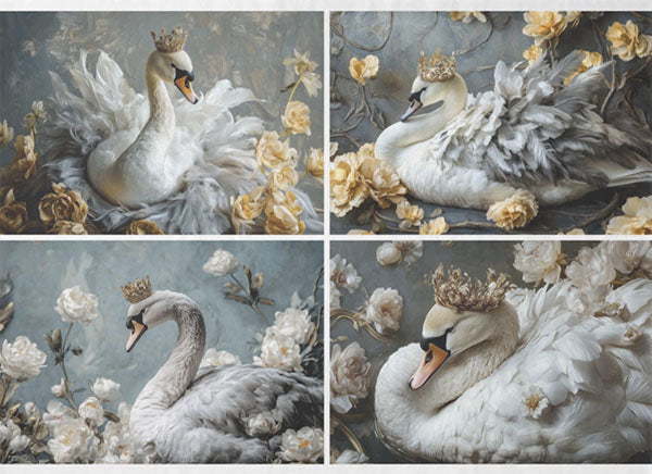Decoupage Tissue Paper - Royal Swans (53.34cm x 73.66cm) - Rustic Farmhouse Charm