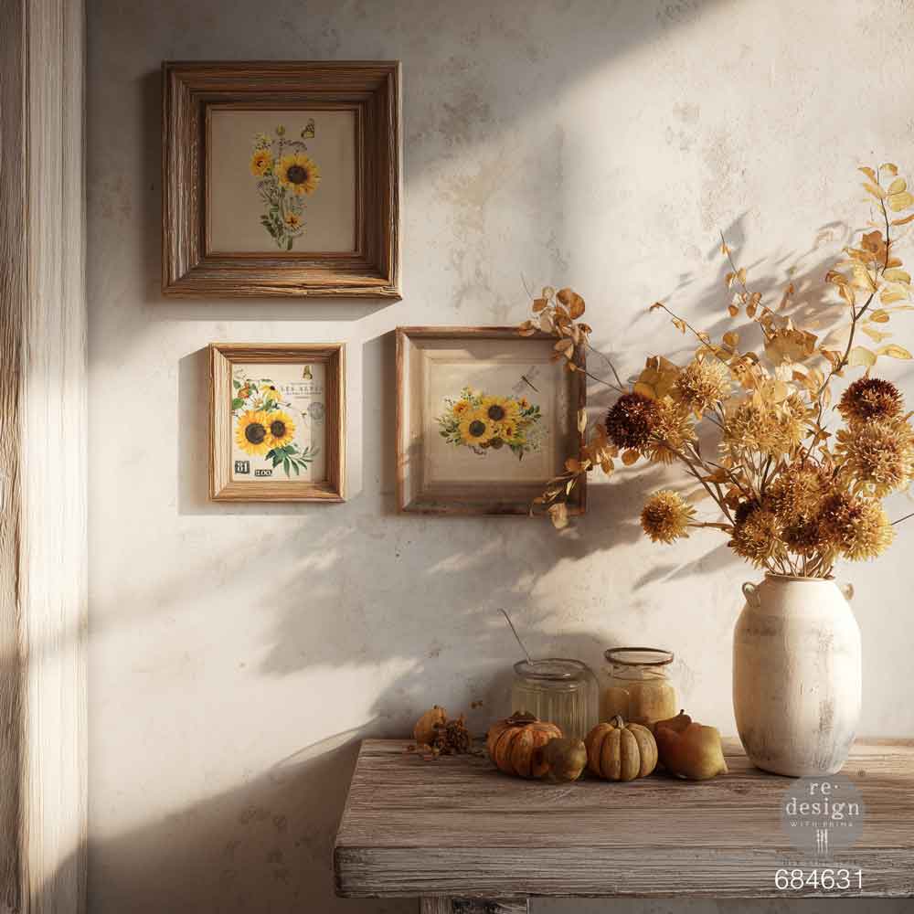 NEW! Redesign H2O Transfer - RUSTIC AMBER PETALS (1 Sheet, 21.59cm x 27.94cm)