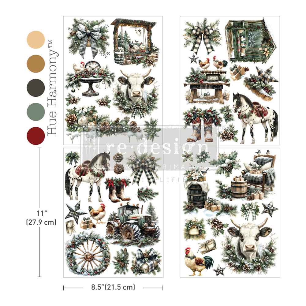 NEW! Redesign Middy Transfer - RUSTIC NOEL (3+1 sheets, each 21.59cm x 27.94cm)