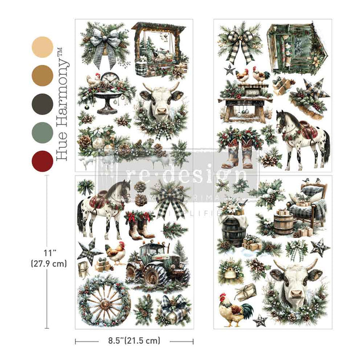 NEW! Redesign Middy Transfer - RUSTIC NOEL (3+1 sheets, each 21.59cm x 27.94cm)