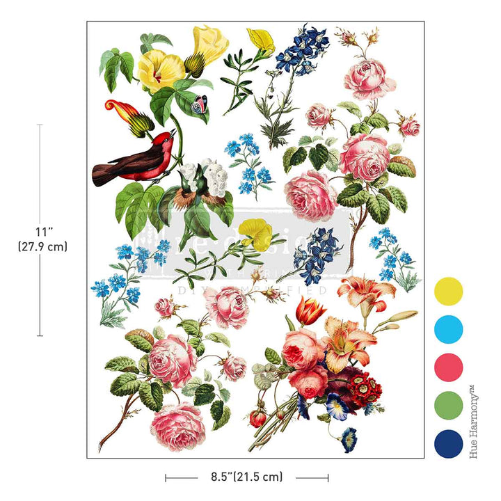 NEW! Redesign H20 Transfer - RUSTIC ROMANCE (Single Sheet 21.5cm x 27.9cm) - Rustic Farmhouse Charm