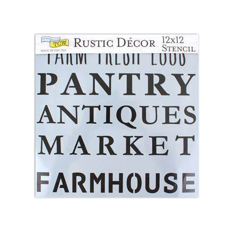 RUSTIC SIGNS Stencil by The Crafters Workshop (12"x12") - Rustic Farmhouse Charm