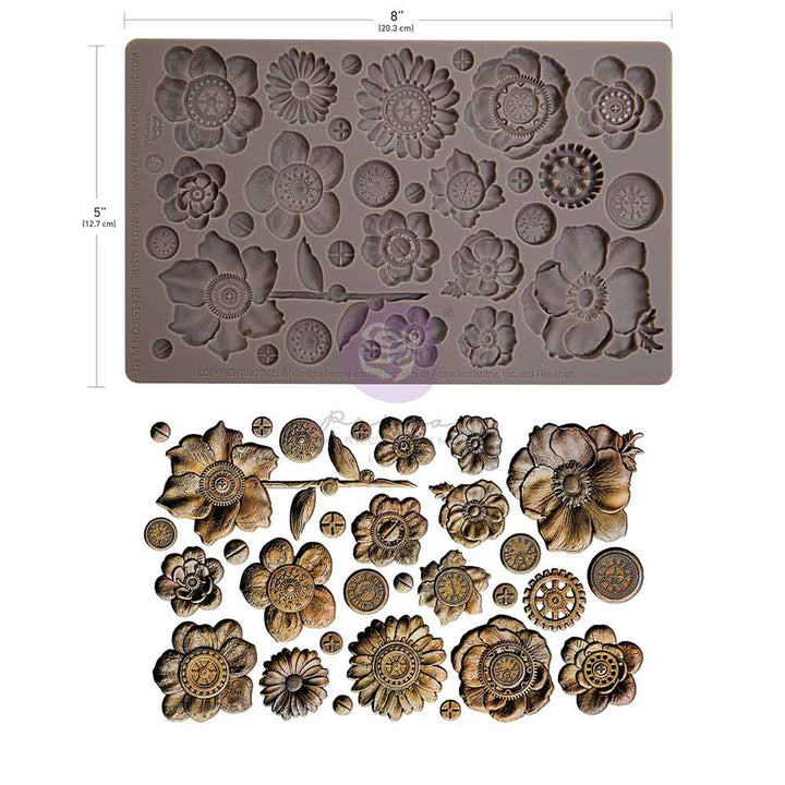 NEW! Finnabair Mould - RUSTY FLOWERS (5" x 8")