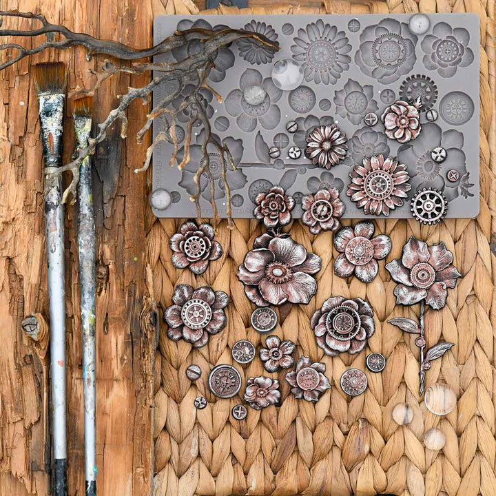 NEW! Finnabair Mould - RUSTY FLOWERS (5" x 8")
