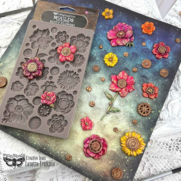 NEW! Finnabair Mould - RUSTY FLOWERS (5" x 8")