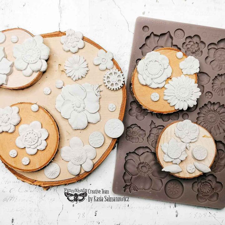 NEW! Finnabair Mould - RUSTY FLOWERS (5" x 8")