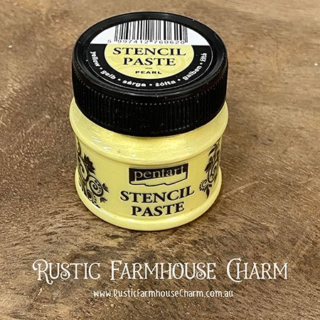 YELLOW Pearl Stencil Paste by Pentart 50ml - Rustic Farmhouse Charm
