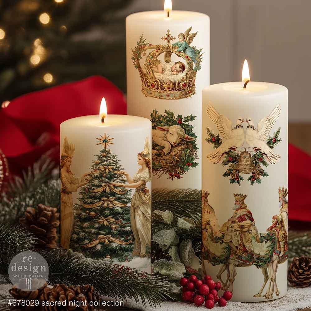 NEW! Redesign Middy Transfer - SACRED NIGHT COLLECTION (4 sheets, each 21.59cm x 27.94cm) - Rustic Farmhouse Charm