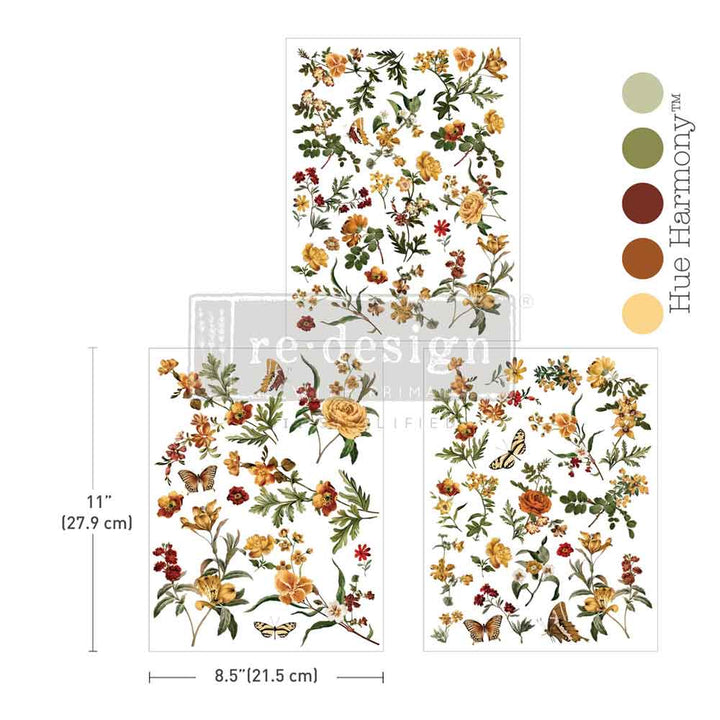 NEW! Redesign Middy Transfer - SAFFRON SOLSTICE (3 sheets, each 21.59cm x 27.94cm)