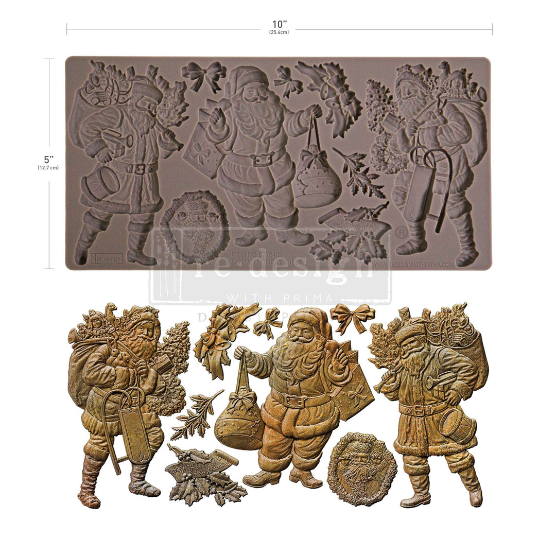 NEW! Redesign Mould - SANTA'S HOLIDAY CHEER (5" x 10") - Rustic Farmhouse Charm