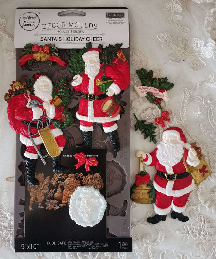 NEW! Redesign Mould - SANTA'S HOLIDAY CHEER (5" x 10") - Rustic Farmhouse Charm