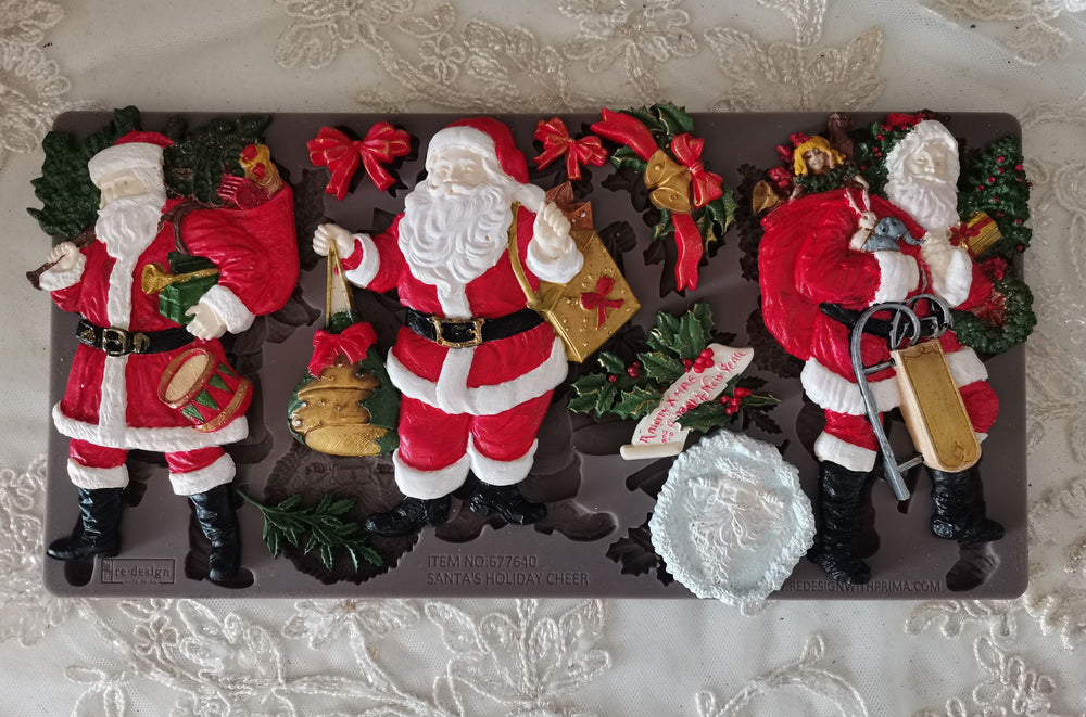 NEW! Redesign Mould - SANTA'S HOLIDAY CHEER (5" x 10") - Rustic Farmhouse Charm