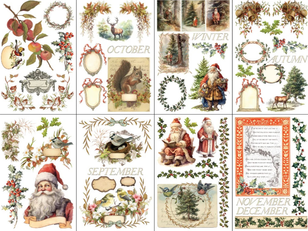 NEW! IOD Transfer Pad - SANTA'S HOLLOW (set of eight 8"x12" sheets) - Rustic Farmhouse Charm