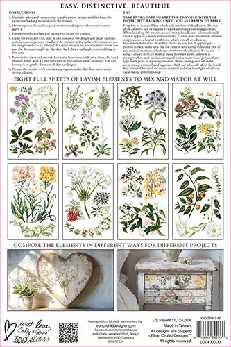 NEW! IOD Transfer Pad - SARAH FEATON'S BOTANICALS (set of eight 8"x12" sheets)