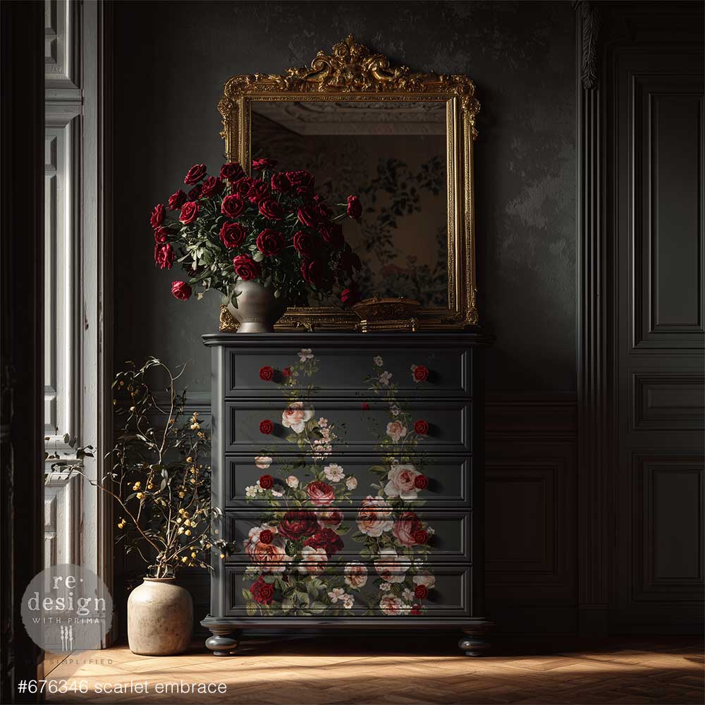 NEW! Redesign Transfer - SCARLET EMBRACE (60.96cm x 88.9cm) - Rustic Farmhouse Charm