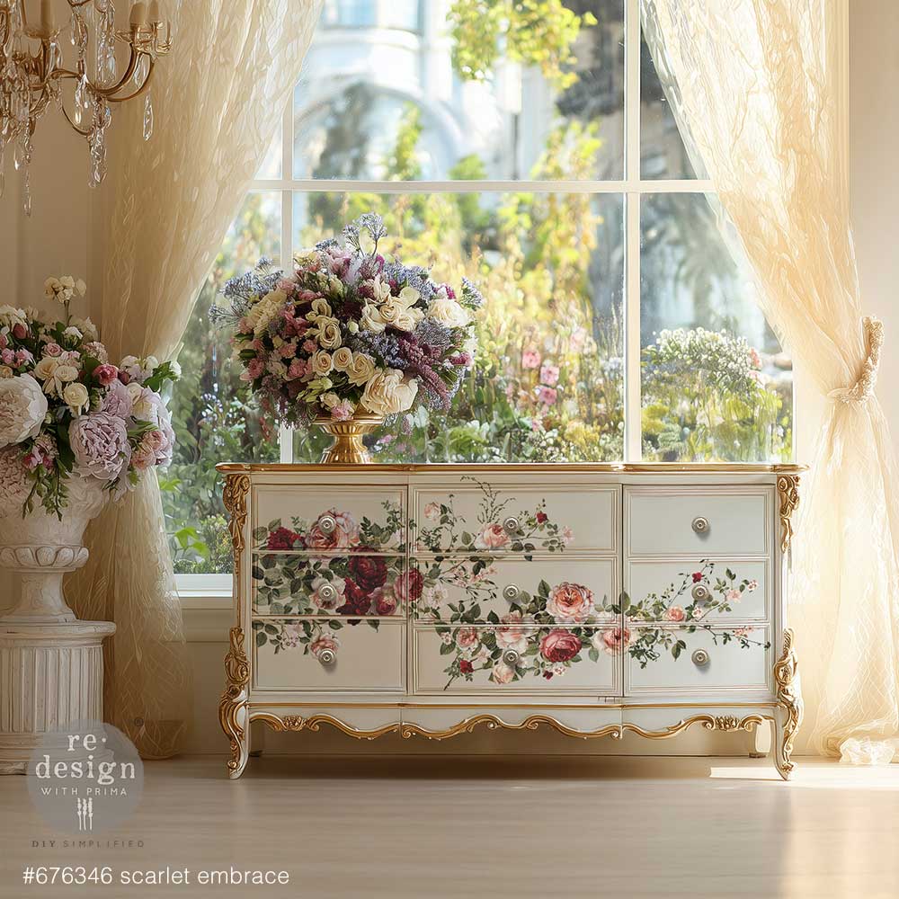 NEW! Redesign Transfer - SCARLET EMBRACE (60.96cm x 88.9cm) - Rustic Farmhouse Charm
