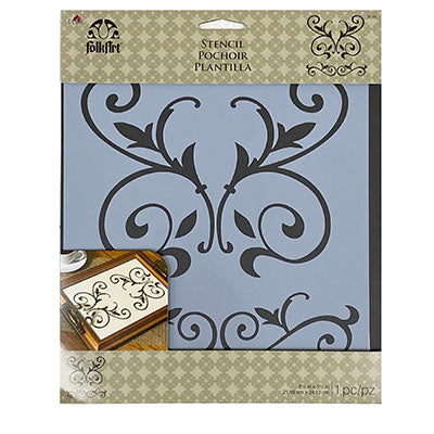 SCROLL Stencil by Plaid Folkart (21.59cm x 24.13cm) - Rustic Farmhouse Charm