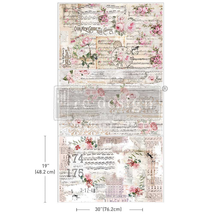 NEW! Redesign Decoupage Tissue Paper Pack - SHABBY CHIC SHEETS (3 sheets, each 49.53cm x 76.2cm) - Rustic Farmhouse Charm