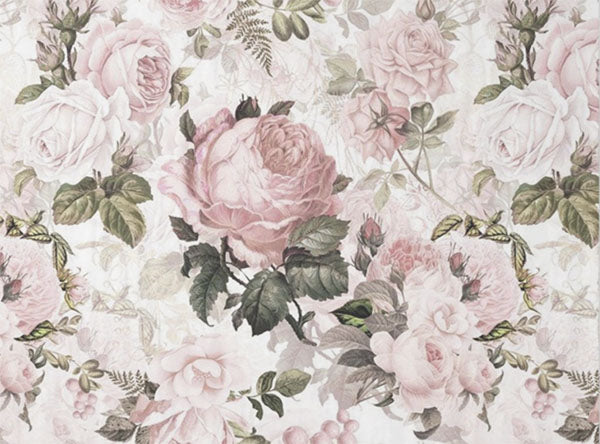 Decoupage Tissue Paper - Shabby Pink Roses (45.72cm x 60.96cm) - Rustic Farmhouse Charm