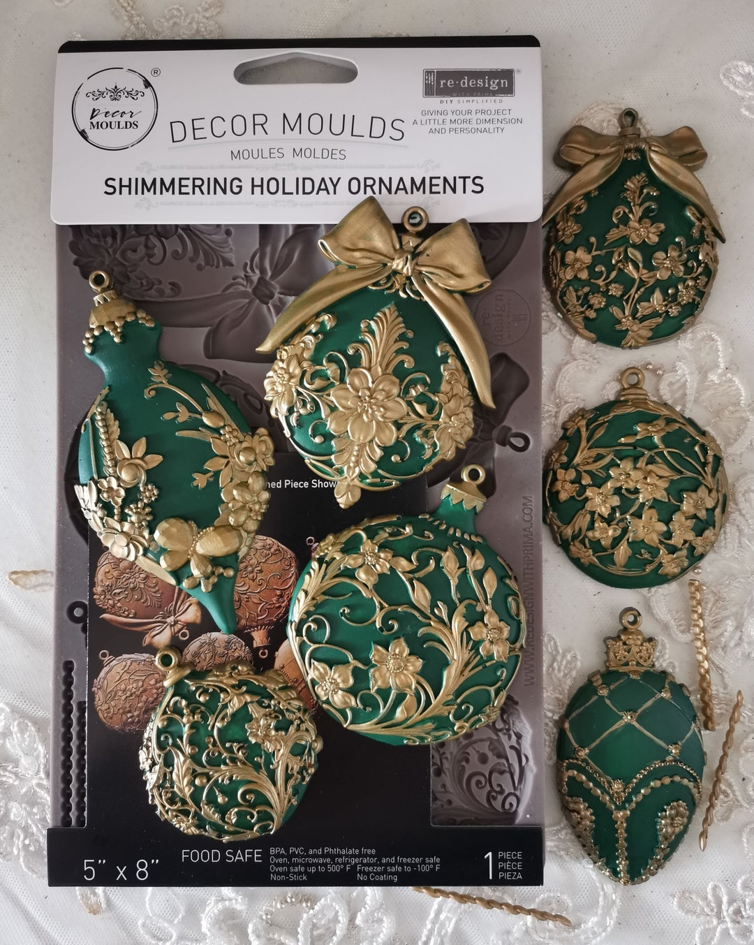 NEW! Redesign Mould - SHIMMERING HOLIDAY ORNAMENTS (5" x 8") - Rustic Farmhouse Charm
