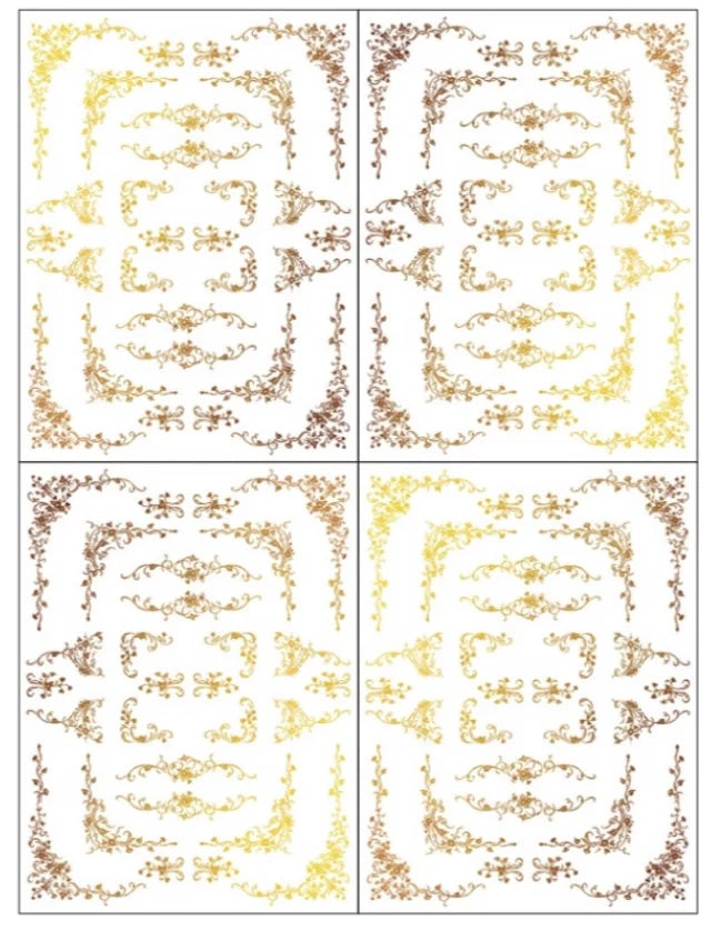 NEW! IOD Gold Gilded Transfer Pad - SI BELLE (set of eight 8"x12" sheets)