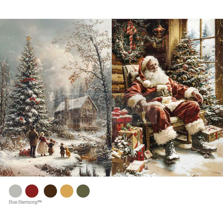 NEW! Redesign A4 Decoupage Fibre Paper - SILENT NIGHT STORIES - Rustic Farmhouse Charm