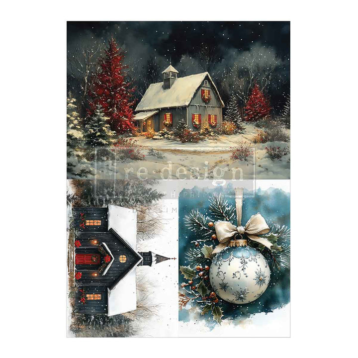 NEW! Redesign A4 Decoupage Fibre Paper Pack of 2 - SILENT TIMBER MEMOIRS (21cm x 29.7cm)