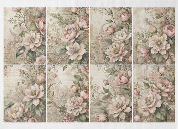 Decoupage Tissue Paper - Soft Florals Collage 8 (53.34cm x 73.66cm) - Rustic Farmhouse Charm