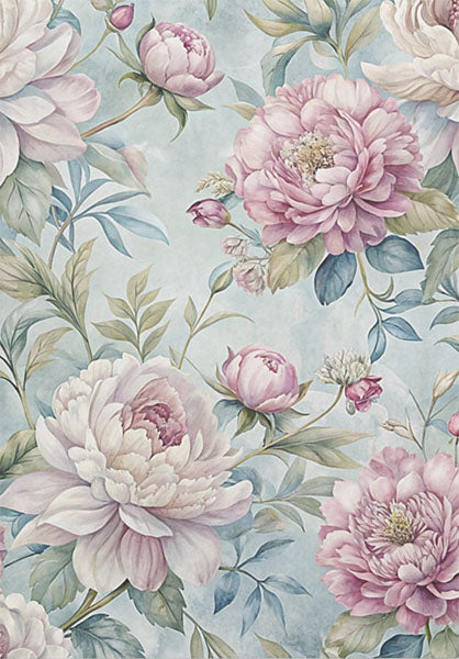 Decoupage Tissue Paper - Soft Peony Blooms (35.56cm x 50.8cm)