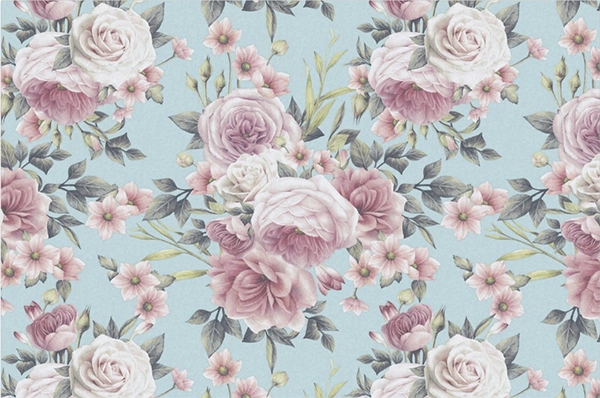 Decoupage Tissue Paper - Soft Pink Roses on Blue Background (50.8cm x 76.2cm) - Rustic Farmhouse Charm