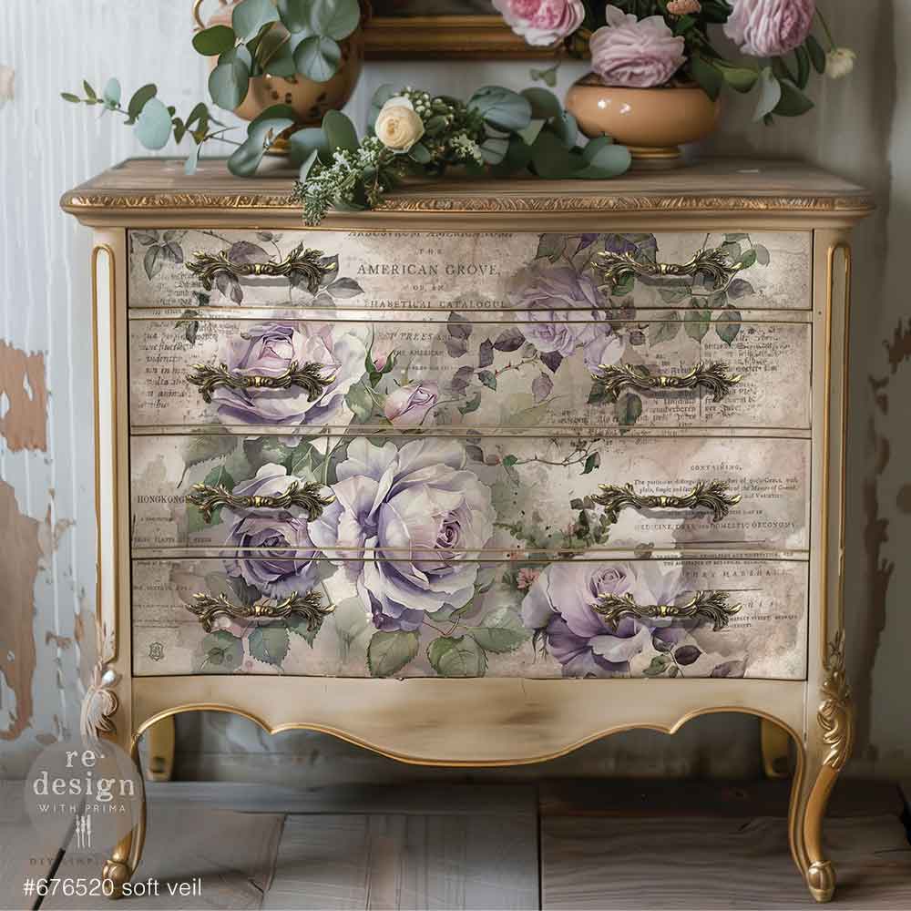 NEW! Redesign Double Delight Decoupage Fibre Paper Set (2 Sheets) - SOFT VEIL - Rustic Farmhouse Charm