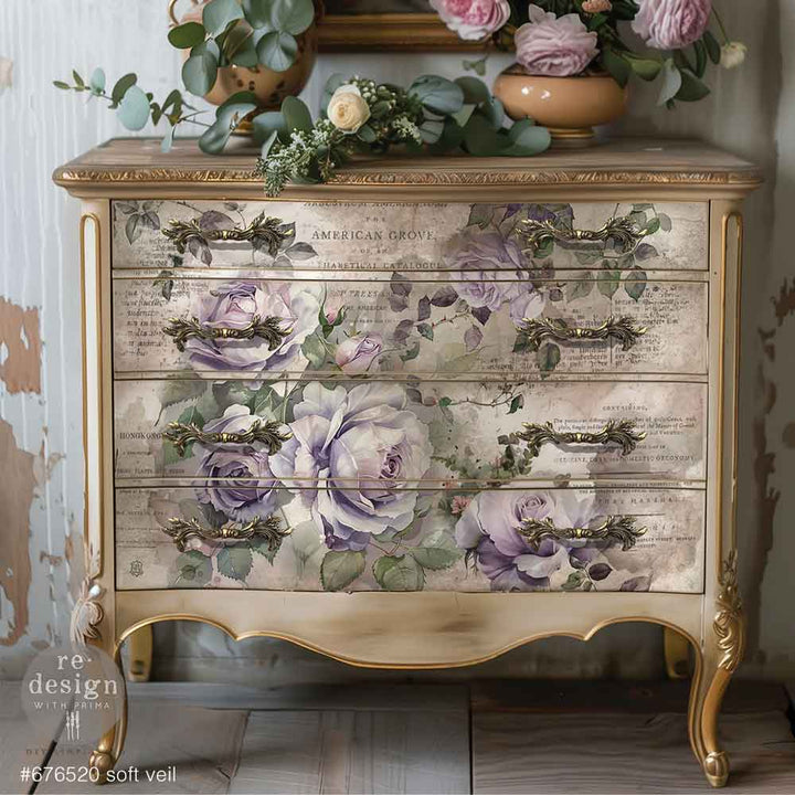 NEW! Redesign Double Delight Decoupage Fibre Paper Set (2 Sheets) - SOFT VEIL - Rustic Farmhouse Charm