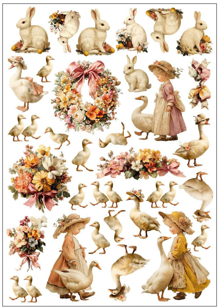 NEW! LaBlanche Transfer - SPRING 1 - GOOSE FAMILY (one A4 sheet) - Rustic Farmhouse Charm
