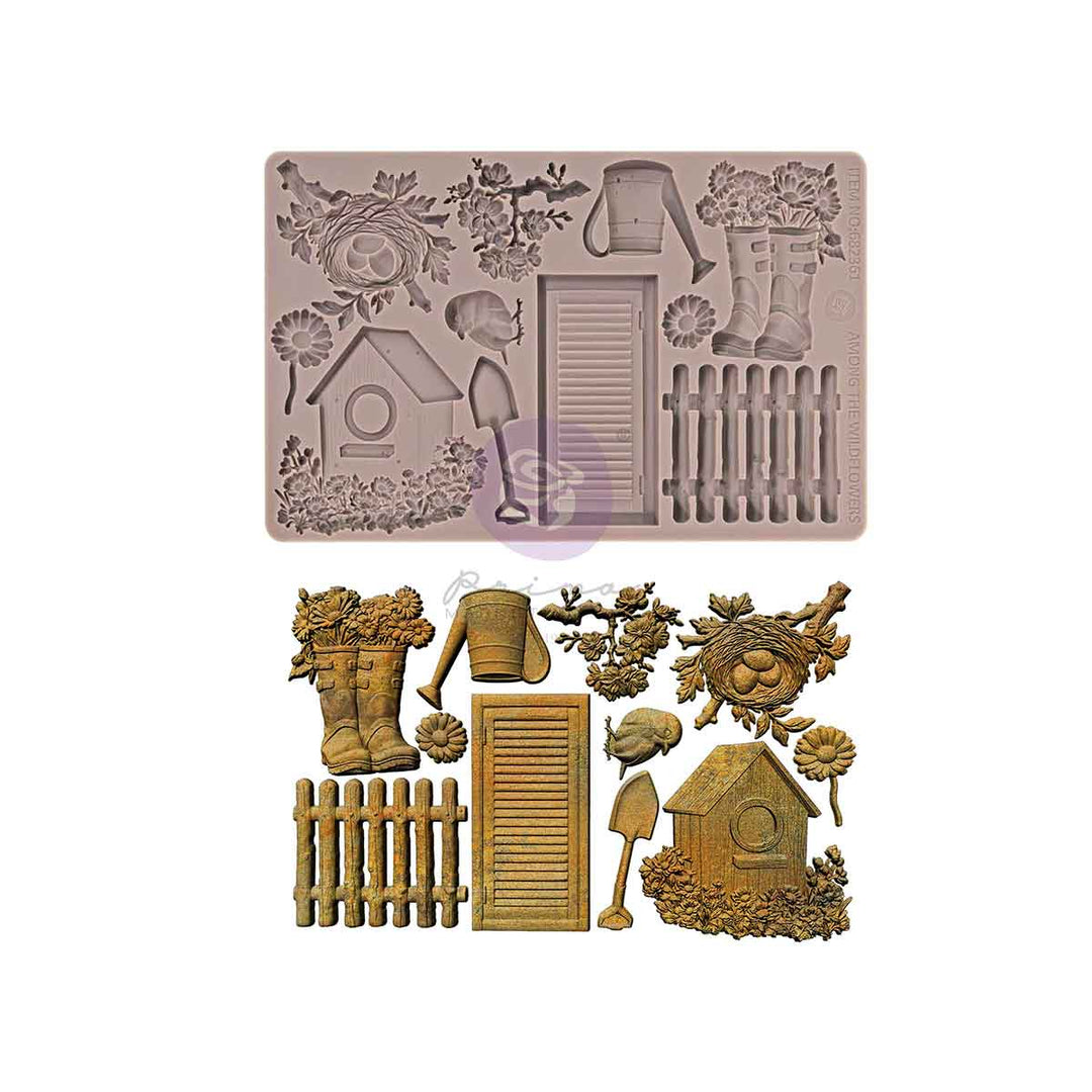 NEW! Prima Marketing Mould 'Among the Wildflowers Collection' - SPRING TALES (5" x 8") - Rustic Farmhouse Charm