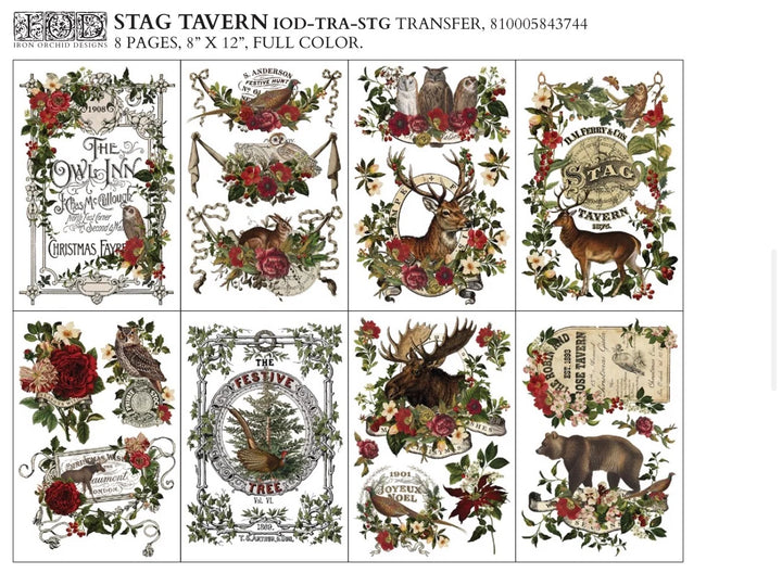 NEW! IOD Transfer Pad - STAG TAVERN (set of eight 8"x12" sheets)