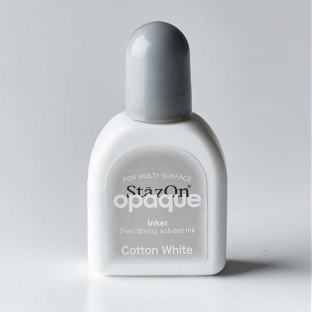 COTTON WHITE StazOn Re-Inker 15ml (Permanent, Solvent-Based) - Rustic Farmhouse Charm