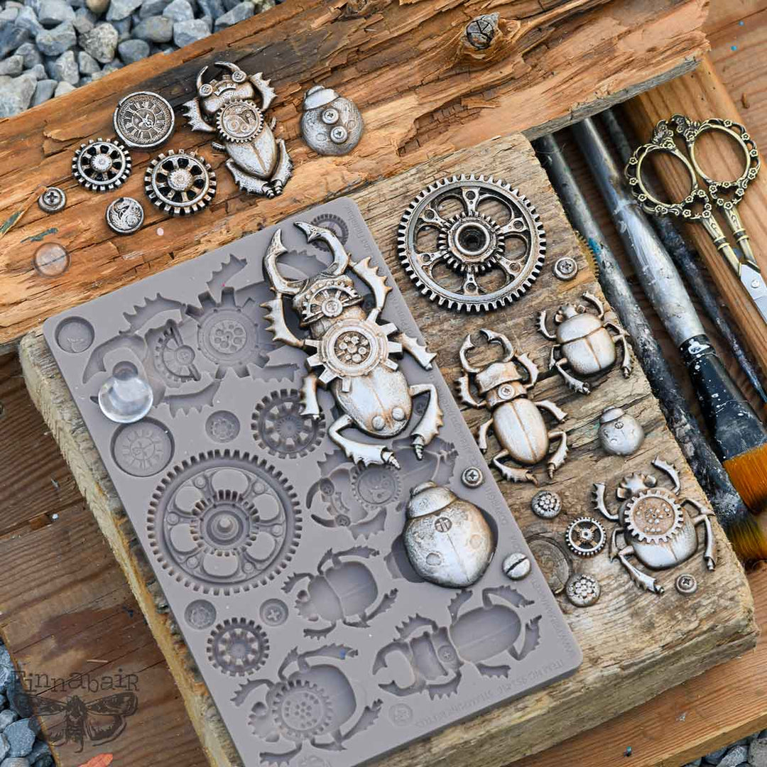 NEW! Finnabair Mould - STEAMPUNK BEETLES (5" x 8")
