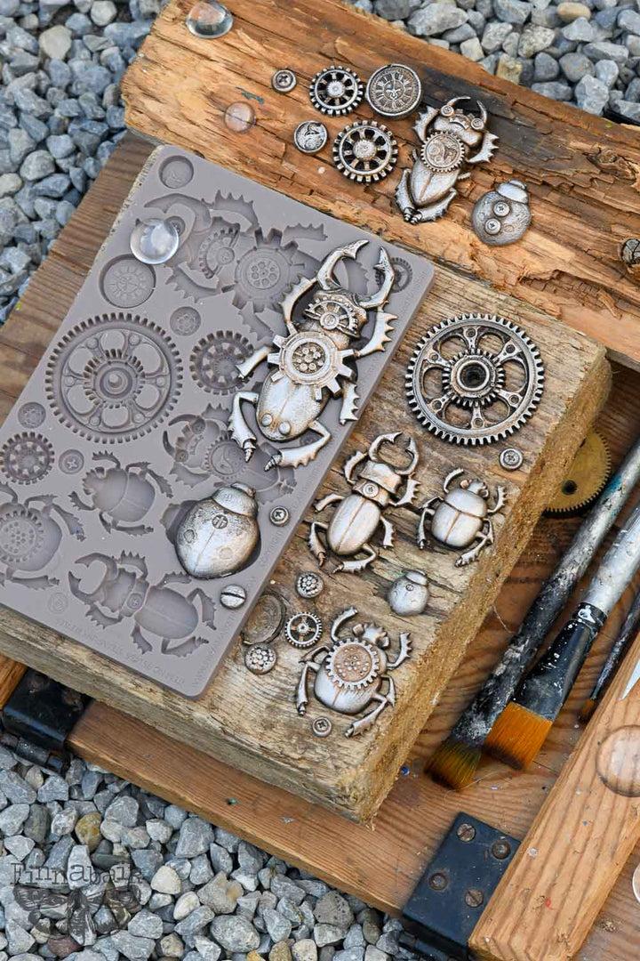 NEW! Finnabair Mould - STEAMPUNK BEETLES (5" x 8")