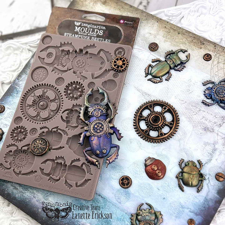 NEW! Finnabair Mould - STEAMPUNK BEETLES (5" x 8")