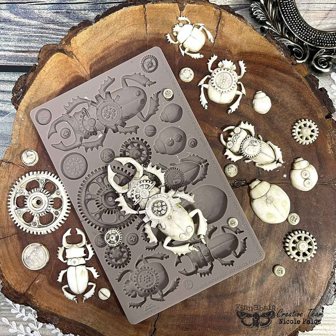 NEW! Finnabair Mould - STEAMPUNK BEETLES (5" x 8")