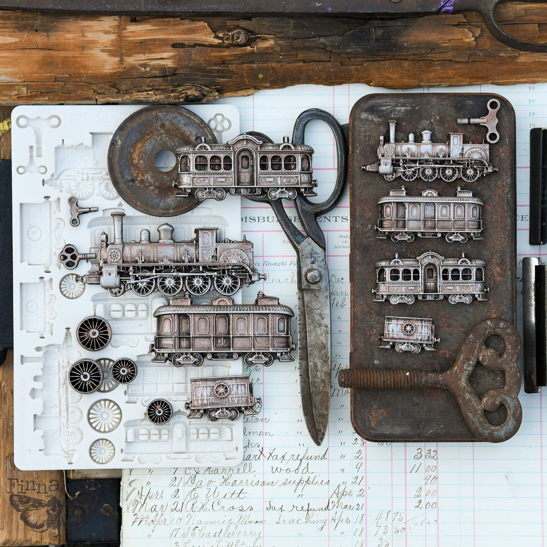 NEW! Finnabair Mould - STEAMPUNK EXPRESS (5" x 8")