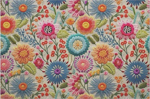 Decoupage Tissue Paper - Stitched Flowers (50.8cm x 76.2cm) - Rustic Farmhouse Charm