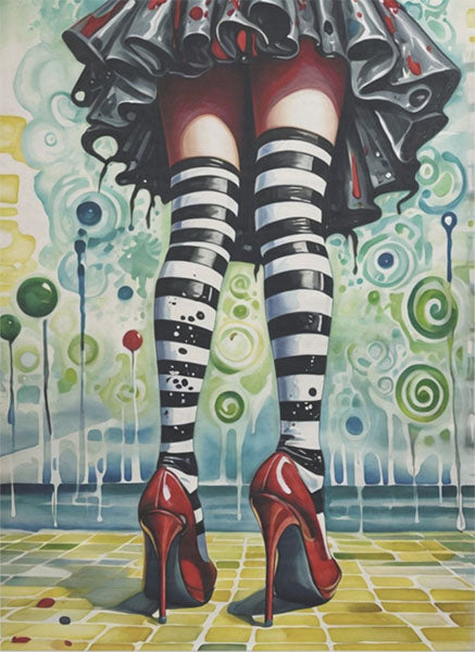 Decoupage Tissue Paper - Striped Stockings Red Heels (53.34cm x 73.66cm) - Rustic Farmhouse Charm