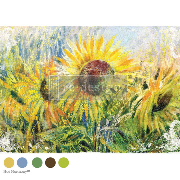 LIMITED! Redesign A1 Decoupage Fibre Paper - SUNFLOWER SUNSHINE (59.44cm x 84.07cm) - Rustic Farmhouse Charm