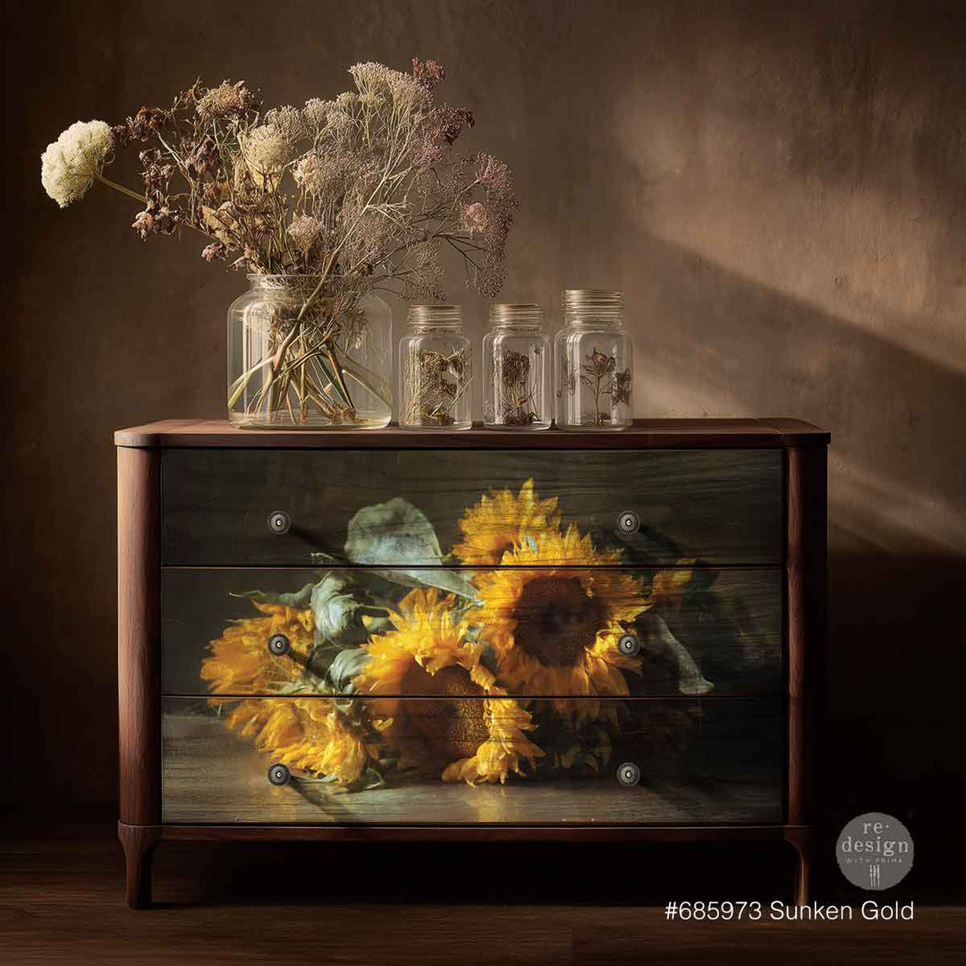 LIMITED! Redesign A1 Decoupage Fibre Paper - SUNKEN GOLD (59.44cm x 84.07cm)