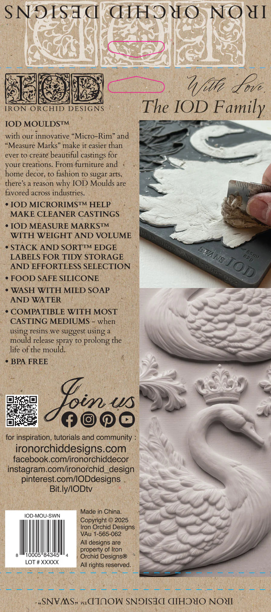 NEW! IOD Mould - SWANS (6"x10", 15.24cm x 25.4cm) - Rustic Farmhouse Charm