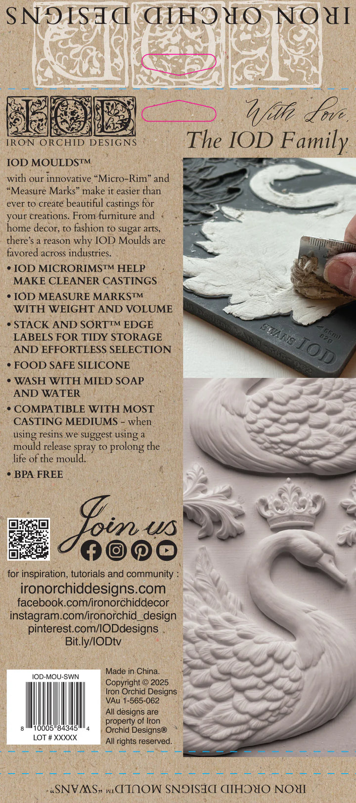 NEW! IOD Mould - SWANS (6"x10", 15.24cm x 25.4cm) - Rustic Farmhouse Charm