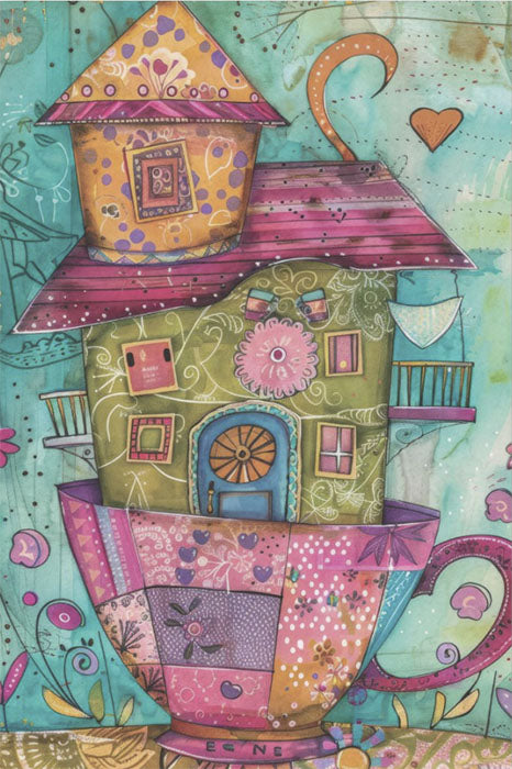 Decoupage Tissue Paper - Teacup Cottage (25.4cm x 38.1cm)