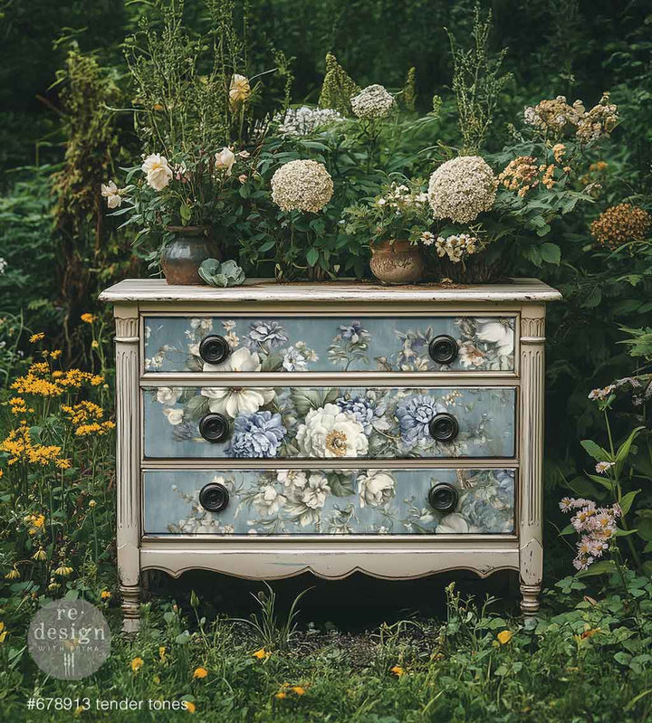 LIMITED! Redesign A1 Decoupage Fibre Paper - TENDER TONES (59.44cm x 84.07cm) - Rustic Farmhouse Charm