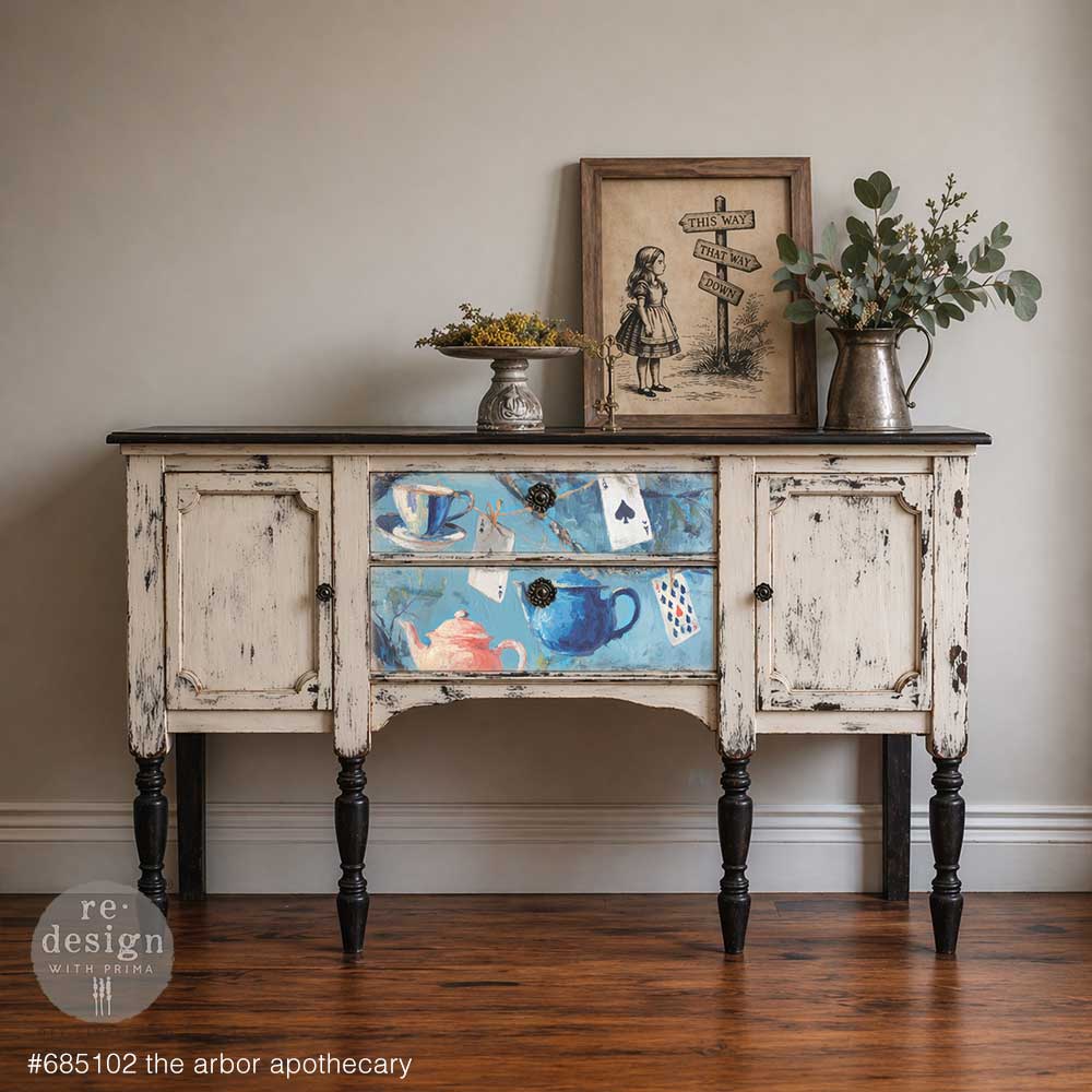 LIMITED! Redesign A2 Decoupage Fibre Paper - THE ARBOR APOTHECARY (42cm x 59.4cm) - Rustic Farmhouse Charm